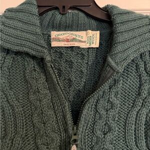 Aran Crafts Irish Teal Wool Sweater